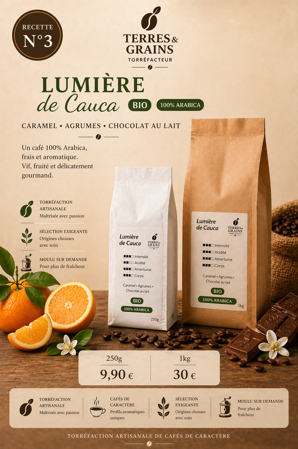 Lumière de Cauca - Café en Grains (Bio – 100% Arabica)