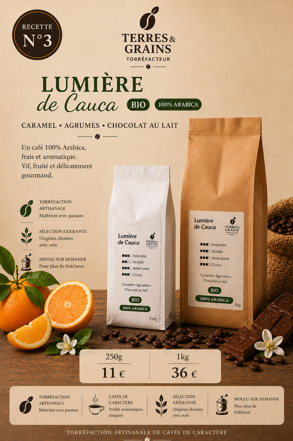 Lumière de Cauca - Café en Grains (Bio – 100% Arabica)